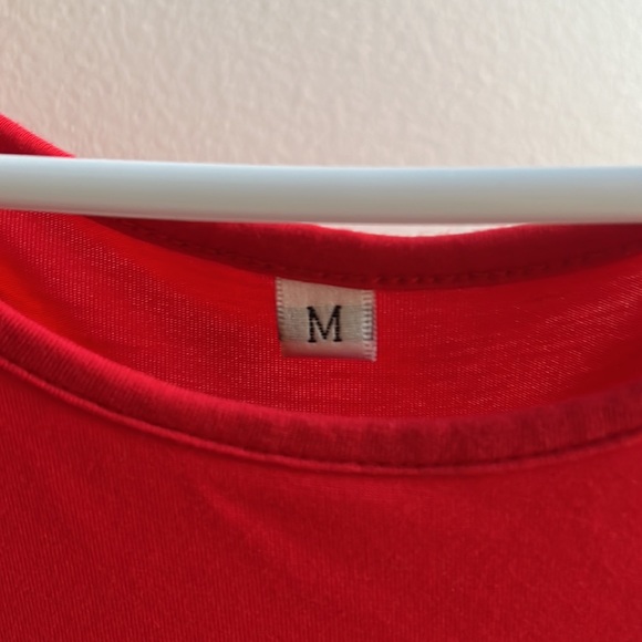 Red Basic Sheer Tunic Top - Picture 4 of 6